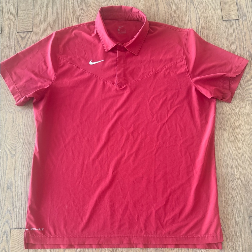 Nike Dri Fit Red Golf Polo Shirt Mens XL Stretch Performance Athletic